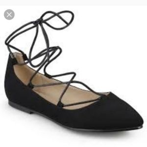 Black Swede laced flats